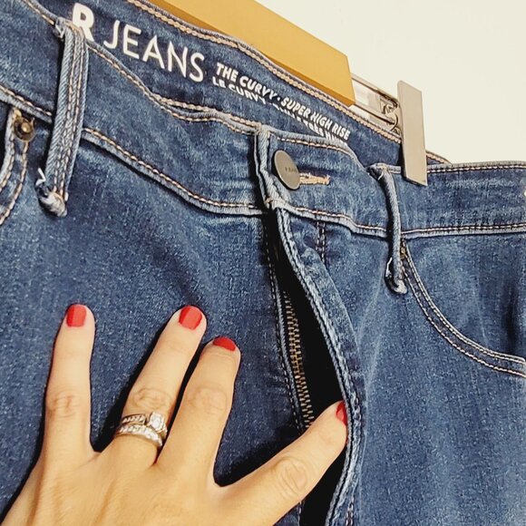 R Jeans Women's Blue Cotton Blend The Curvy Super High Rise Skinny Jean Size 34 - Picture 4 of 13